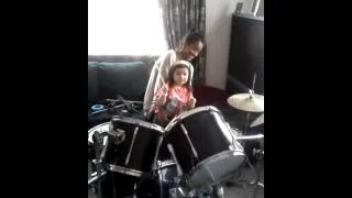 Aunty & niece jamming on the drums 2012