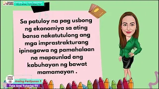 Araling Panlipunan 3 - Kahalagahan ng Imprastraktura sa Kabuhayan ng mga Lungsod o Bayan sa Rehiyon