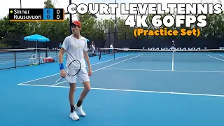 Jannik Sinner vs Emil Ruusuvuori Court Level Practice Set | 2022 Australian Open (4K 60FPS)