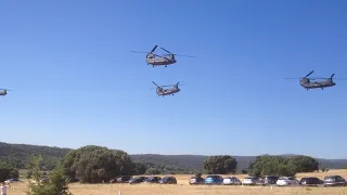 Low flying helicopter formation