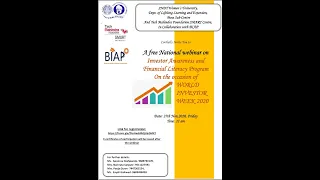 National Webinar on Investor Awareness & Financial Literacy Program on 27th Nov 2020