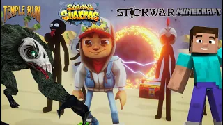 Subway Surfers & Stick War Vs Temple Run Multiverse Funny Animation Parody