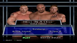 WWE SmackDown! Here Comes the Pain - Brock Lesnar VS Goldberg VS Triple H (HELL IN A CELL)