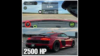 2500 HP Audi R8 V10 Biturbo acceleration from 0-372 Km/h in 13.9 sec #shorts #dragy #halfmile