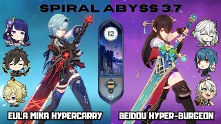 C0 Eula Mika Hypercarry & C6 Beidou Hyper-burgeon | 3.7 Spiral Abyss Floor 12 | Genshin Impact