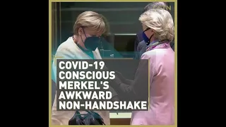 COVID-19 conscious Merkel's awkward non-handshake - #SHORTS