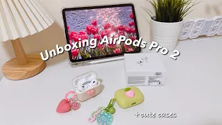 🍓 unboxing airpods pro 2 + cute cases / accessories - aesthetic unboxing w cute bgm