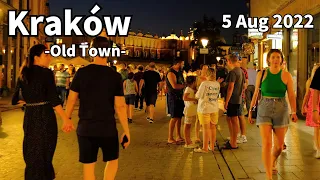 Night Walk Kraków Old Town in Poland - August 2022