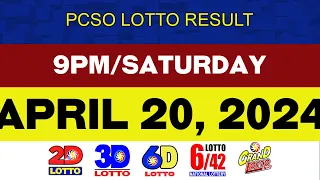 Lotto Results Today APRIL 20 2024 9PM PCSO 2D 3D 6D 6/42 6/55