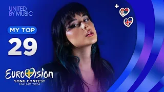 Eurovision 2024: MY TOP 29 (so far) [NEW🇷🇸🇮🇸]