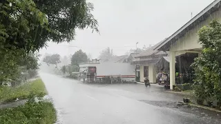 [4K] Relaxing Walk in the Middle of Heavy Rain | Walk through village lanes in South Indonesia