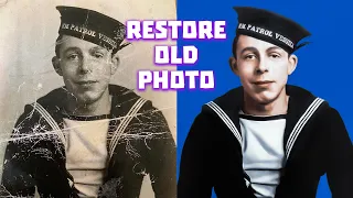 Restoration and colorization of an old photo of a British sailor. (Timelapse)