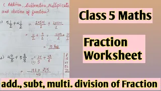 Fraction from Class 5th | Class 5th Fraction Worksheet | Fraction | Homeworkcorner