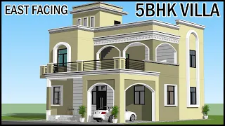 East Facing 5BHK Modern Villa Design With Vastu , 1450 Sq Ft Modern House Design, Gopal Architecture