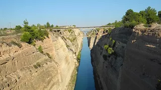 The history of the Corinth Canal, Peloponnese, Greece