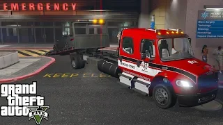 GTA 5 Real Life Mod #193 Freightliner M2 Rollback Tows Illegally Parked Car Blocking The Hospital