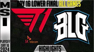T1 vs BLG Highlights ALL GAMES | MSI 2024 Lower FINAL Day 16 | T1 vs Bilibili gaming