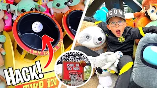 Winning EVERY PRIZE At A THEME PARK!! *Carnival Games*