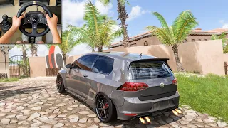 600HP Turbo Anti-Lag Volkswagen Golf R - Forza Horizon 5 | Steering wheel gameplay