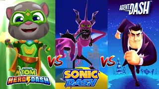 Talking Tom Hero Dash VS Sonic Dash VS Agent Dash: Супер Том VS Метал Соник VS Joanna Goodtug