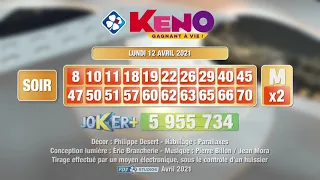 Tirage du soir Keno gagnant à vie® du 12 avril 2021 - Résultat officiel - FDJ