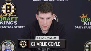 Charlie Coyle REACTS to Game-Clinching Goal vs Coyotes | Bruins Postgame