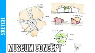 Architectural Sketch Drawing #5 - Museum Concept