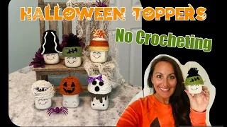 HALLOWEEN TOPPERS | Easy No Crocheting! || Dollar Tree DIY