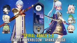 C0 Ayato Hyperbloom and C0 Ayaka Fridge - Genshin Impact Abyss 3.3 - Floor 12 9 Stars