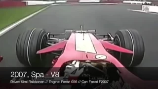 F1 Engine Sound Through The Years  Ferrari  V12 V10 V8 V6