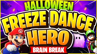 Mario Freeze Dance Hero 👻 Halloween Brain Break 👻 Just Dance 👻 GoNoodle 👻 Mario Run Challenge