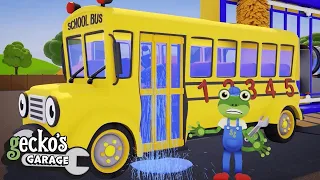 Sammy The School Bus's Carwash Washout | Gecko 2D | Learning Videos for Kids