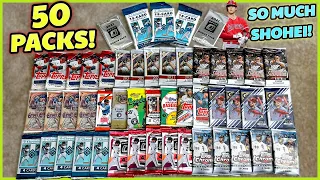 I OPENED 50 PACKS OF BASEBALL CARDS AND PULLED SO MANY SHOHEI OHTANI CARDS!!!