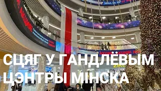 Беларусы ў ГЦ «Дана Мол» разгарнулі вялізны бел-чырвона-белы сцяг і выканалі гімн «Пагоня»