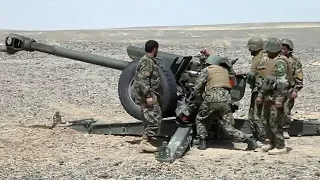 Troops Fire the 122mm Howitzer