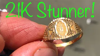 21K Gold Ring Stunner found Metal Detecting on Beach