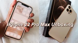GOLD iPHONE 12 PRO MAX UNBOXING + SET UP & FIRST IMPRESSIONS
