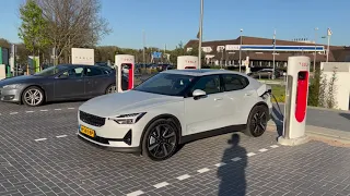 Polestar 2 fast charging at Tesla Supercharger V3 NL