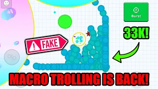 TROLLING MACRO HACKERS IS BACK!! Agar.io Mobile - FUNNY FAKE AFK TROLLING - MACRO REVENGE COMEBACK