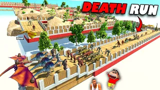 CHOP DEATH RUN vs SHINCHAN TEAM and HAMID TEAM in Animal Revolt Battle Simulator Hindi | DEATH TRAP