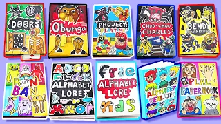 A collection of 87 paper play game books🎬 (Doors, Obunga, Poppy, Choo Choo, Bandy, Banban, Alphabet)