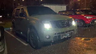 Установка bi-led модулей Aozoom A13 на Nissan Pathfinder(видео на дороге)