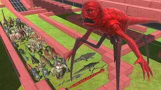 DINOSAURS FLEE FROM SCARLET GODZILLA CREATURES - ARBS GAME - Animal Revolt Battle Simulator