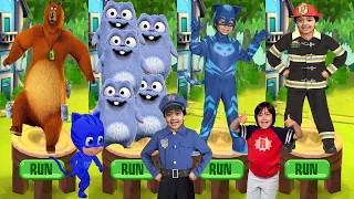 Tag with Ryan PJ Masks Catboy vs Grizzy and the Lemmings Yummy Run - All Characters Unlocked Owlette