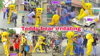 Teddy bear irritating road people 😂🤣 crazy reaction |funny video 🤣#teddyboy #01team #funny #viral
