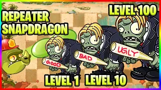 Plants vs Zombies 2 MOD - Level 1 vs Level 10 vs Level 100 Z-Corp Zombies in Repeater SNAPDRAGON