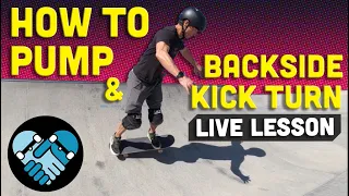 How to Backside Kickturn: Live Skateboarding Lesson, for Quarter Pipes, Mini Ramps, Bowls