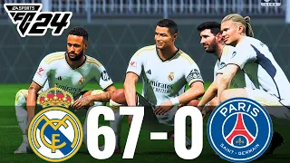 FC 24 PS5 Gameplay- Real Madrid 67-0 PSG -Ft, Messi, Ronaldo, Mbappe, Salah, Neymar, Bellingham