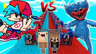 DESAFIO DE LUCKY BLOCKS DE BOYFRIEND FNF VS HUGGY WUGGY 😱😂 BEBE NOOB Y BEBE NOOBSI EN MINECRAFT