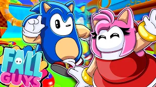 SONIC in FALL GUYS!! - Sonic & Amy FALL GUYS with FANS!!